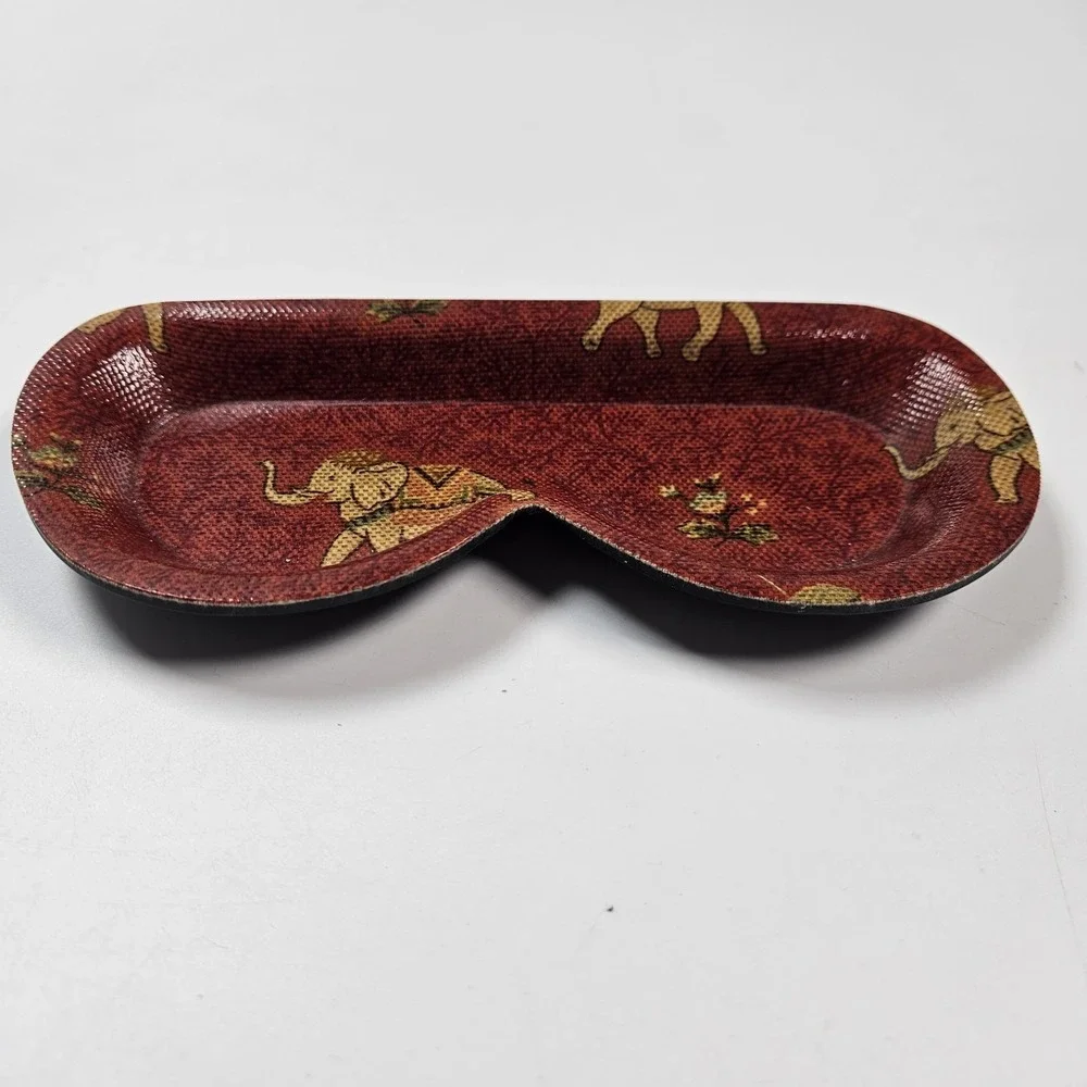 Red Sunglass Glasses Trinket Tray Red Elephant Gold Pattern Catchall‎ Home Decor